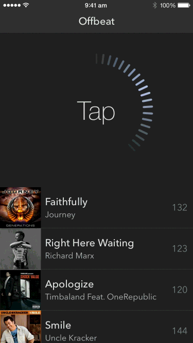 Tap to generate a playlist